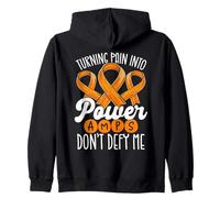 AMPS Awareness Turning Pain Into Power Orange Ribbon Zip Hoodie