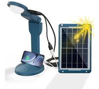 AmpTORRENT Solar Desk Lamp, 190 Lumens Table Light, Powered With USB/Solar Panel for Reading