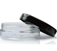 Ampulla 50ml Wide Neck Plastic Screw Top Jars with 70mm Black Caps - Pack of 12 Multi-Purpose Containers - Suitable for Seasonings, Herbs, Baking Mixes, and Pantry Storage
