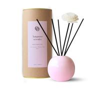 Ampure Scents Reed Diffuser Set, Rose Fragrance in a Ceramic Fragrance Bowl and Glass Base, 150 ml, 5 Natural Fibre Reed Sticks and Decorative Flower, Elegant Home and Office Decoration