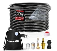 Ampvolts 15M Drain Cleaning Kit - Compatible with Karcher K2-K7 & Bosch AQT, 400 Bar / 5800 PSI Drain Jetting Hose, Includes 2 Adapters & 3 Nozzles, High Pressure Drain Unblocker