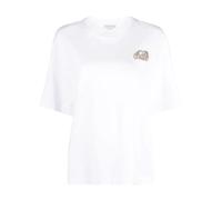 AMQ Seal Logo Crystal Embroidered T-shirt - female - Alexander McQueen - T-Shirts - White - XS - Tops XS