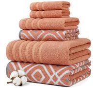 Amrapur 6 pc Yarn Dyed towel Oxford Coral, Cotton, Single