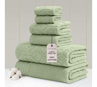 Amrapur Overseas 6-Piece Yarn Dyed Diamond Gate Jacquard Towel Set Seafoam