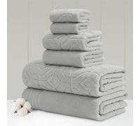 Amrapur Overseas 6-Piece Yarn Dyed Diamond Gate Jacquard Towel Set Silver