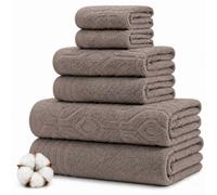 Amrapur Overseas 6-Piece Yarn Dyed Diamond Gate Jacquard Towel Set Taupe