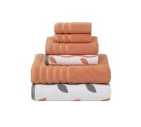 Amrapur Pacific Coast Textiles 6 Pc Yarn Dyed Towel Organic Vines Coral, 6-Piece