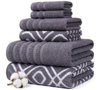 Amrapur Pacific Coast Textiles 6 Pc Yarn Dyed Towel Oxford Gray Lavender, 6-Piece