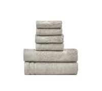 Amrapur Pacific Coast Textiles Damask Jacquard Towels with Embellished Border Set, Cotton, Grey, Single Size, 6-Piece