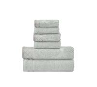 Amrapur Pacific Coast Textiles Damask Jacquard Towels with Embellished Border Set, Cotton, Light Blue, Single Size, 6-Piece