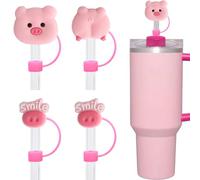 Amreich Pig Straw Cover for Stanley Cup - Cute Pink Topper for 30 40 Oz Tumbler With Handle - 10mm Straw Accessories