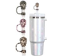 Amreich Y2K Skull Straw Toppers Leopard Spooky Boo Basket Stuffers | 3D Goth 10mm Straw Accessories Fit Stanley 2.0 Tumblers | Horror Gifts for Halloween, Day of the Dead, Dia de Los Muertos