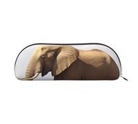 AMREWQYL African Elephant printed Pencil Bag Leather Pen Case Portable Stationery Pouch