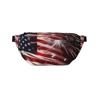 AMREWQYL American Flag Firework printed Crossbody Waist Pack Casual Chest Bag, Black, One Size