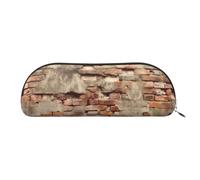 AMREWQYL Ancient Worn Brick Wall printed Pencil Bag Leather Pen Case Portable Stationery Pouch