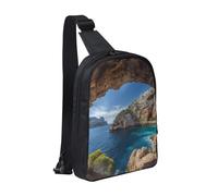 AMREWQYL Arch In Mallorca Spain Printed Chest Bag Dual Pocket Diagonally Chest Messenger Bag