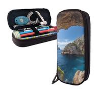 AMREWQYL Arch in Mallorca Spain printed Leather Pencil Case storage pouch