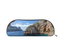 AMREWQYL Arch in Mallorca Spain printed Pencil Bag Leather Pen Case Portable Stationery Pouch