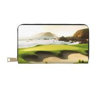 AMREWQYL Beach Golf Course printed Leather Wallet Women's Travel Wallet Credit Card Wallet, White, One Size