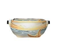 AMREWQYL Beach Starfish printed Crossbody Waist Pack Casual Chest Bag, Black, One Size