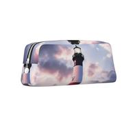 AMREWQYL Beauty Lighthouse printed Pencil Bag 3D leather zipper pen case