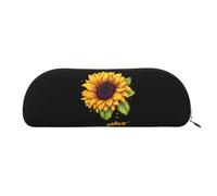 AMREWQYL Blessed to Be Called Sunflower printed Pencil Bag Leather Pen Case Portable Stationery Pouch