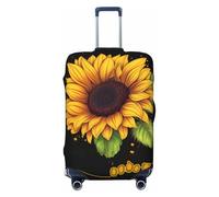AMREWQYL Blessed to Be Called Sunflower printed Suitcase Cover Washable Elastic luggage cover, Black, M
