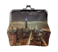 AMREWQYL Chicago City printed Coin Purse Women's Leather Mini Coin bag Travel Wallet