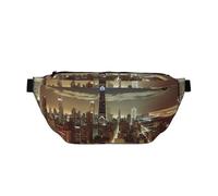 AMREWQYL Chicago City printed Crossbody Waist Pack Casual Chest Bag, Black, One Size