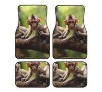 AMREWQYL Cute Little Monkeys Printed Car Foot Mat Four-Piece Set Universal Car Accessories