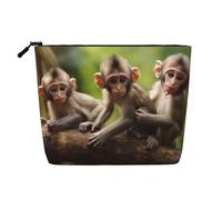 AMREWQYL Cute Little Monkeys printed Fake Hemp Makeup Bag Travel Toiletry Bag, Black, One Size