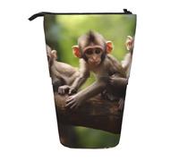 AMREWQYL Cute Little Monkeys printed Pencil Telescopic storage pouch