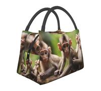 AMREWQYL Cute Little Monkeys printed Portable insulation bag Reusable Insulated Lunch Box Lunch Bag