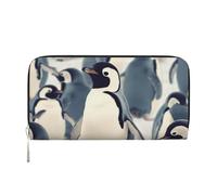 AMREWQYL Cute Penguin Animal Pattern printed Leather Hand Wallet Women's Travel Wallet Credit Card Wallet, Black, One Size