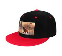AMREWQYL Dog Catching Pheasant Printed Adjustable Baseball Cap Contrasting Color Hip-hop hat, Red, 3-6