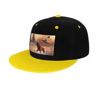 AMREWQYL Dog Catching Pheasant Printed Adjustable Baseball Cap Contrasting Color Hip-hop hat, Yellow, 3-6