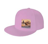 AMREWQYL Dog Catching Pheasant Printed Baseball Cap Sun hat Trucker Cap, Pink, 5-7
