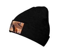 AMREWQYL Dog Catching Pheasant Printed Knitted Hat Warm Woolen Cap Neutral Beanies