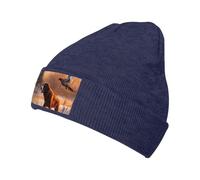AMREWQYL Dog Catching Pheasant Printed Knitted Hat Warm Woolen Cap Neutral Beanies