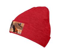 AMREWQYL Dog Catching Pheasant Printed Knitted Hat Warm Woolen Cap Neutral Beanies