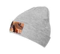 AMREWQYL Dog Catching Pheasant Printed Knitted Hat Warm Woolen Cap Neutral Beanies