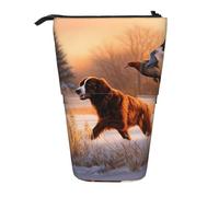 AMREWQYL Dog Catching Pheasant printed Pencil Telescopic storage pouch