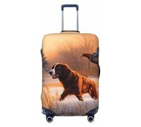 AMREWQYL Dog Catching Pheasant printed Suitcase Cover Washable Elastic luggage cover, Black, XL