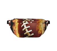 AMREWQYL Flaming American Football printed Crossbody Waist Pack Casual Chest Bag, Black, One Size