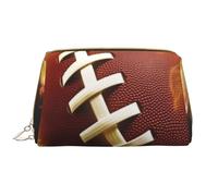 AMREWQYL Flaming American Football printed Leather makeup bag Cosmetic Bag Toiletry Bag Clutch Bag, White, One Size