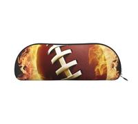 AMREWQYL Flaming American Football printed Pencil Bag Leather Pen Case Portable Stationery Pouch