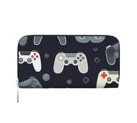 AMREWQYL Game Controller printed Leather Hand Wallet Women's Travel Wallet Credit Card Wallet, Black, One Size