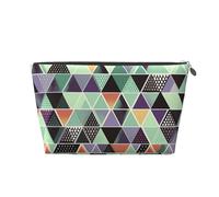 AMREWQYL Geometric Triangle printed Leather Travel Toiletry Bag makeup bag Cosmetic Bag Clutch Bag, Silver, One Size