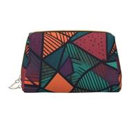 AMREWQYL Geometrical Pattern printed Leather Portable Cosmetic Bag Toiletry Bag Clutch Bag, White, One Size