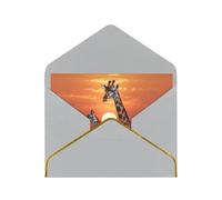 AMREWQYL Giraffe at sunset printed Greeting Card Thank You Card with Envelopes